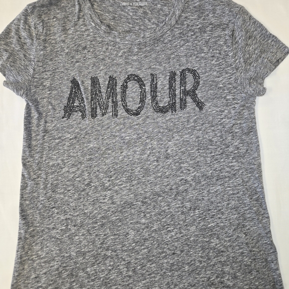 Zadig & Voltaire Size Small Heather Gray AMOUR Tee - Picture 1 of 4